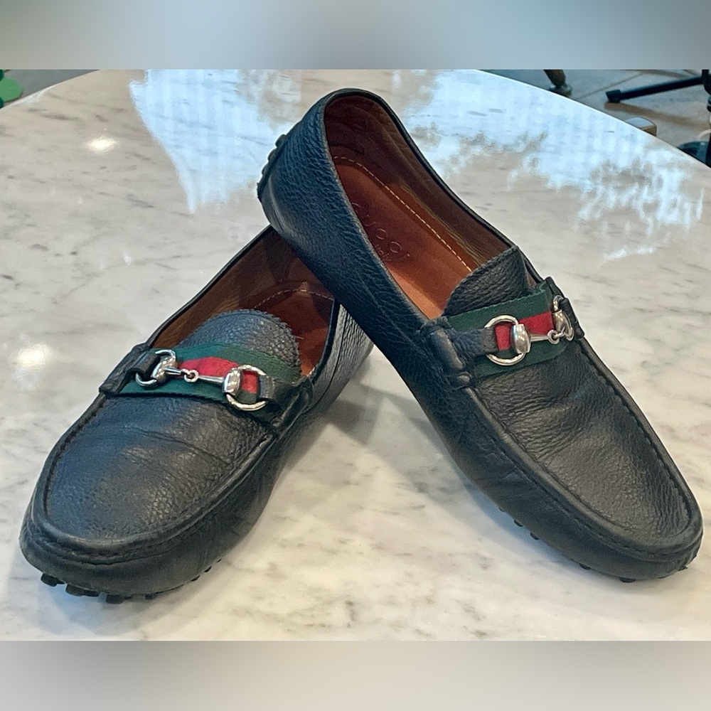 Gucci Leather Drivers, web& horsebit accents, black, silver, M8/W10, EUC - Picture 5 of 15